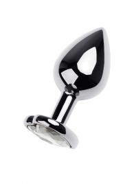 Серебристая анальная пробка с прозрачным кристаллом-сердцем - 8 см. - ToyFa - купить с доставкой в Первоуральске