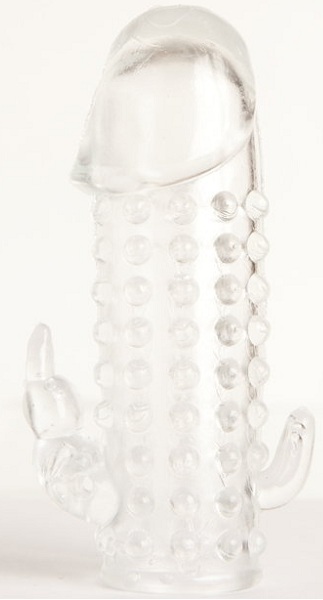 Гелевая прозрачная насадка с 2 отростками - 13 см. - Toyfa Basic - в Первоуральске купить с доставкой