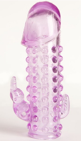 Закрытая фиолетовая насадка с 2 отростками - 13 см. - Toyfa Basic - в Первоуральске купить с доставкой