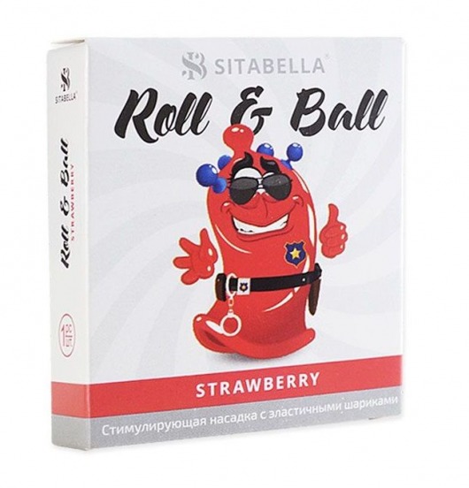 Стимулирующий презерватив-насадка Roll   Ball Strawberry - Sitabella - купить с доставкой в Первоуральске