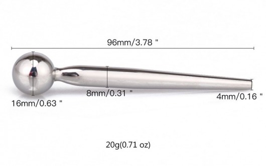 Гладкий металлический уретральный плаг с шариком - 9,6 см. - Notabu - купить с доставкой в Первоуральске