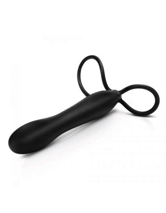 Черная насадка на пенис для двойной стимуляции Mojo BlackJack - 15 см. - Seven Creations - в Первоуральске купить с доставкой