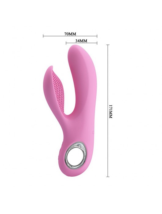 Розовый вибратор с клиторальным отростком Canrol - 17,1 см. - Baile