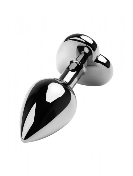 Серебристая коническая анальная пробка с красным кристаллом-сердечком - 7 см. - ToyFa - купить с доставкой в Первоуральске