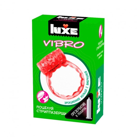 Розовое эрекционное виброкольцо Luxe VIBRO  Поцелуй стриптизёрши  + презерватив - Luxe - в Первоуральске купить с доставкой