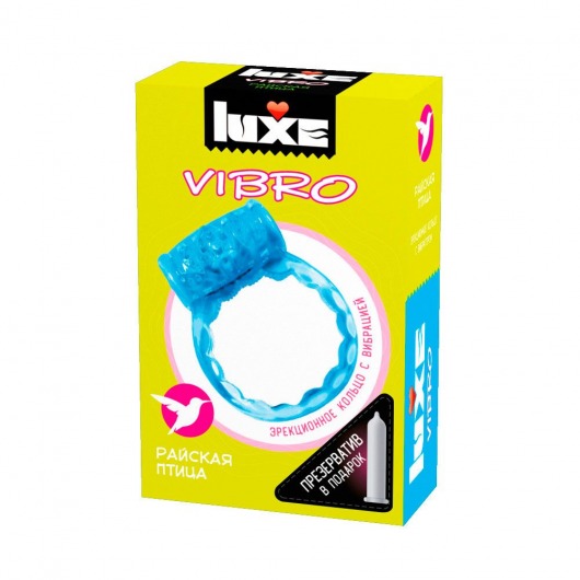 Голубое эрекционное виброкольцо Luxe VIBRO  Райская птица  + презерватив - Luxe - в Первоуральске купить с доставкой