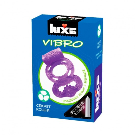 Фиолетовое эрекционное виброкольцо Luxe VIBRO  Секрет Кощея  + презерватив - Luxe - в Первоуральске купить с доставкой