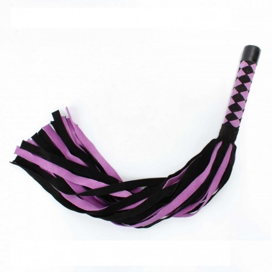 Черно-розовая плеть из замши - 58 см. - БДСМ Арсенал - купить с доставкой в Первоуральске