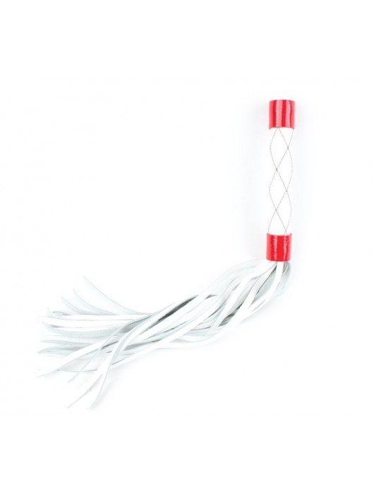 Бело-красная плеть средней длины с ручкой - 44 см. - БДСМ Арсенал - купить с доставкой в Первоуральске