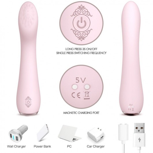 Нежно-розовый вибратор LISA с рельефной головкой - 19,3 см. - S-HANDE