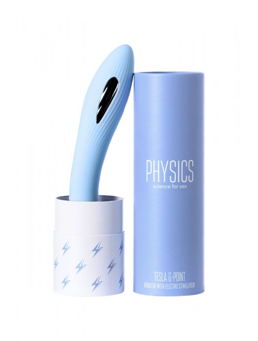 Голубой силиконовый вибратор с электростимуляцией TESLA G-POINT - 21 см. - ToyFa - купить с доставкой в Первоуральске