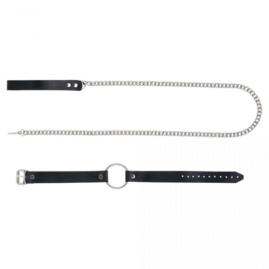 Черный поводок и чокер с кольцом Rada - Rebelts - купить с доставкой в Первоуральске