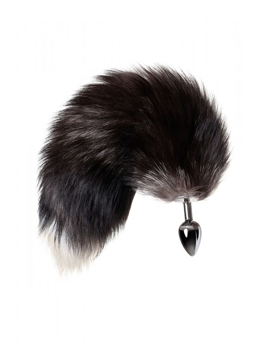 Серебристая металлическая анальная втулка с хвостом чернобурой лисы - размер S - ToyFa - купить с доставкой в Первоуральске