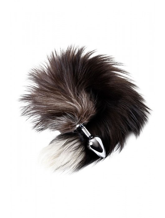Серебристая металлическая анальная втулка с хвостом чернобурой лисы - размер S - ToyFa - купить с доставкой в Первоуральске