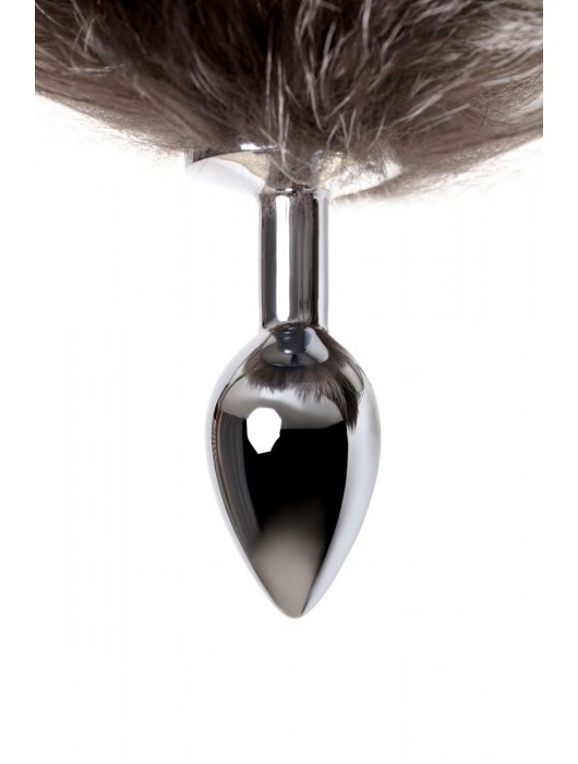 Серебристая металлическая анальная втулка с хвостом чернобурой лисы - размер S - ToyFa - купить с доставкой в Первоуральске