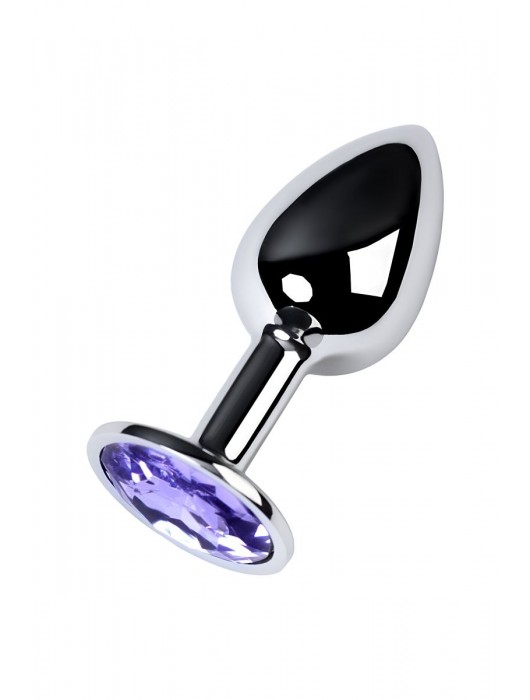 Серебристая конусовидная анальная пробка с фиолетовым кристаллом - 7 см. - ToyFa - купить с доставкой в Первоуральске