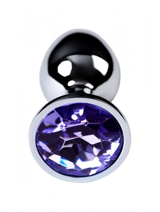 Серебристая конусовидная анальная пробка с фиолетовым кристаллом - 7 см. - ToyFa - купить с доставкой в Первоуральске