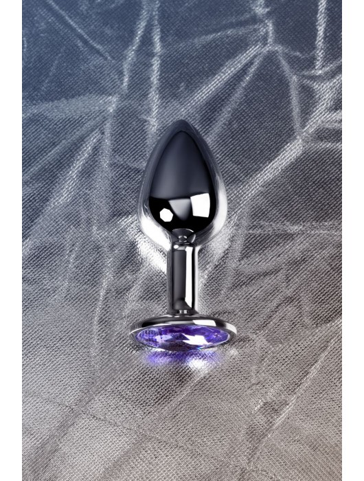 Серебристая конусовидная анальная пробка с фиолетовым кристаллом - 7 см. - ToyFa - купить с доставкой в Первоуральске
