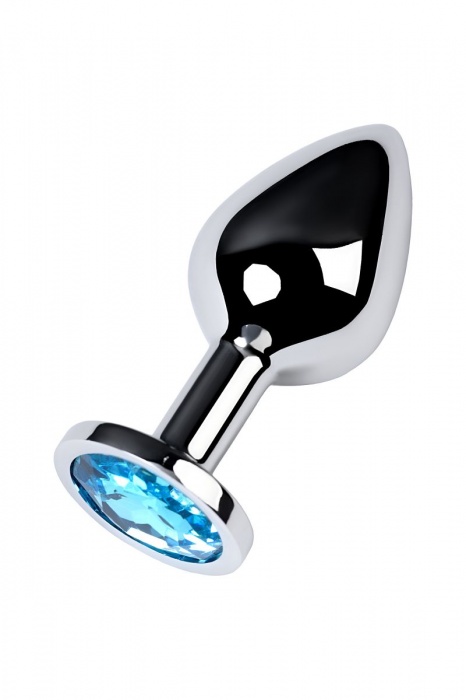 Серебристая конусовидная анальная пробка с голубым кристаллом - 8 см. - ToyFa - купить с доставкой в Первоуральске