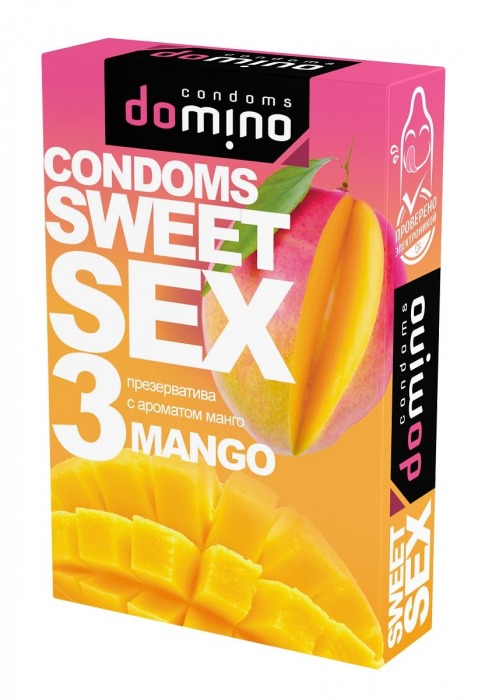 Презервативы для орального секса DOMINO Sweet Sex с ароматом манго - 3 шт. - Domino - купить с доставкой в Первоуральске