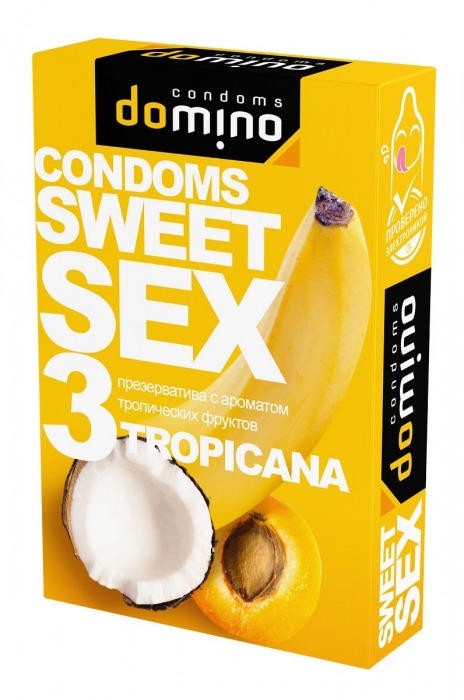 Презервативы для орального секса DOMINO Sweet Sex с ароматом тропических фруктов - 3 шт. - Domino - купить с доставкой в Первоуральске