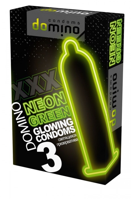 Презервативы DOMINO Neon Green со светящимся в темноте кончиком - 3 шт. - Domino - купить с доставкой в Первоуральске