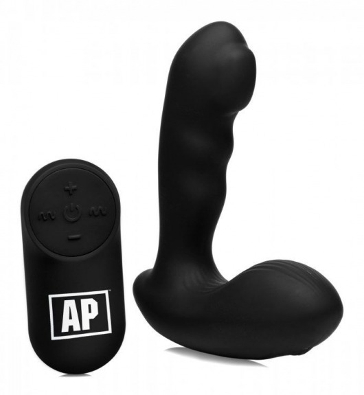 Черный стимулятор простаты Alpha-Pro 7X P-Milker Silicone Prostate Stimulator with Milking Bead - XR Brands - в Первоуральске купить с доставкой