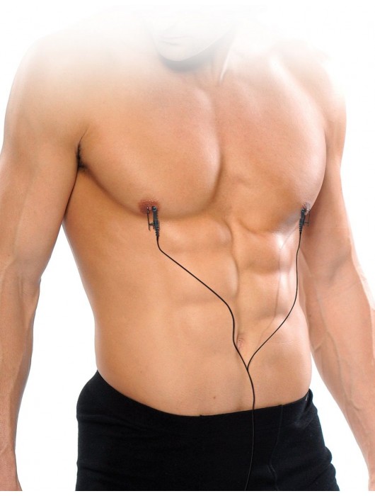 Черные электрические зажимы для сосков Shock Therapy Nipple Clamps - Pipedream - купить с доставкой в Первоуральске