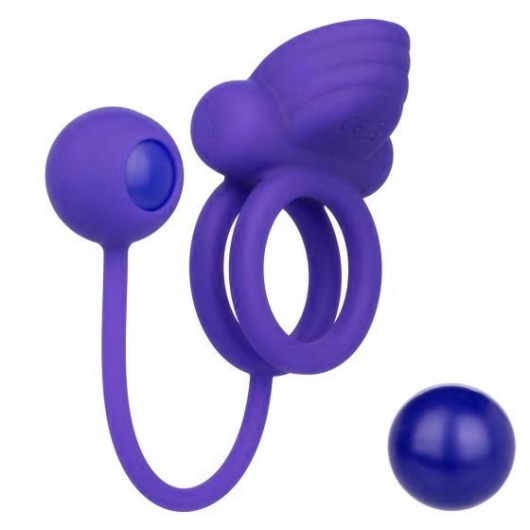 Фиолетовое эрекционное кольцо с утяжелителем Silicone Rechargeable Dual Rockin Rim Enhancer - California Exotic Novelties - в Первоуральске купить с доставкой