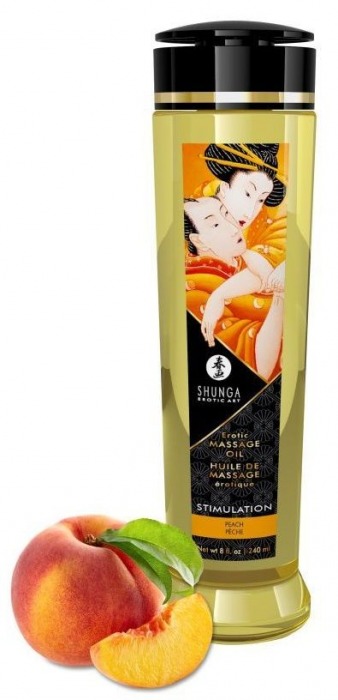 Массажное масло для тела с ароматом персика Stimulation - 240 мл. - Shunga - купить с доставкой в Первоуральске