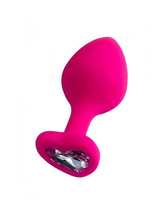 Розовая анальная втулка Diamond Heart с прозрачным кристаллом - 8 см. - ToyFa - купить с доставкой в Первоуральске