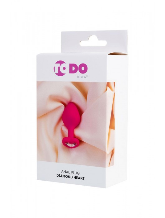 Розовая анальная втулка Diamond Heart с прозрачным кристаллом - 8 см. - ToyFa - купить с доставкой в Первоуральске