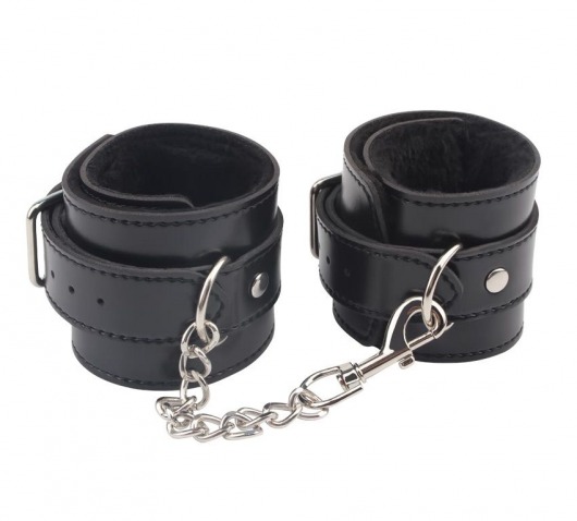 Черные оковы на ноги Obey Me Leather Ankle Cuffs - Chisa - купить с доставкой в Первоуральске