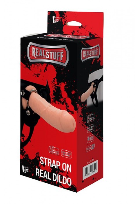 Черные трусики с телесной насадкой STRAP ON REAL DILDO - 21 см. - Dream Toys - купить с доставкой в Первоуральске