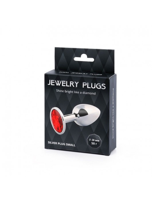 Серебристая анальная пробка с красным стразом - 7,2 см. - Anal Jewelry Plug - купить с доставкой в Первоуральске