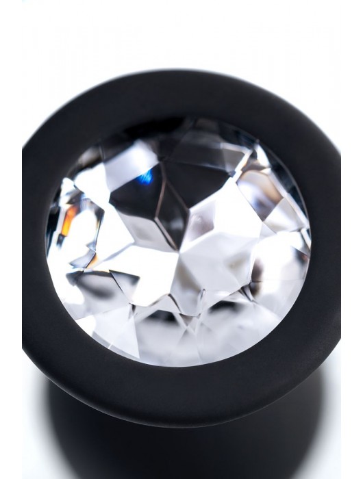 Черная анальная втулка с прозрачным стразом - 7,2 см. - POPO Pleasure - купить с доставкой в Первоуральске