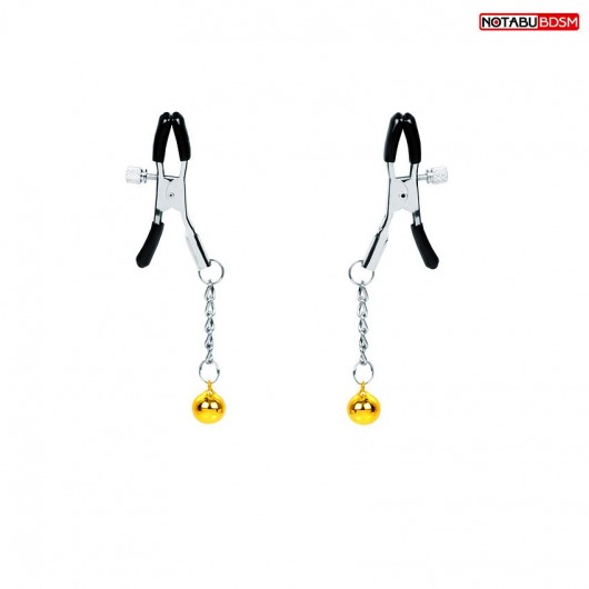 Оригинальные зажимы на соски с желтыми шариками - Notabu - купить с доставкой в Первоуральске Оригинальные зажимы на соски с желтыми шариками - Notabu - купить с доставкой в Первоуральске