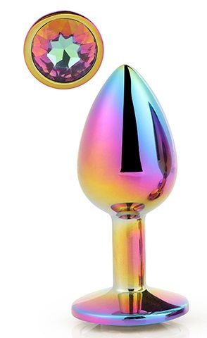 Голографическая анальная втулка с радужным кристаллом - 7,1 см. - Dream Toys - купить с доставкой в Первоуральске
