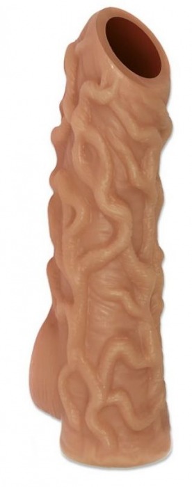 Телесная насадка с венками и открытой головкой Nude Sleeve M - 12 см. - KOKOS - в Первоуральске купить с доставкой