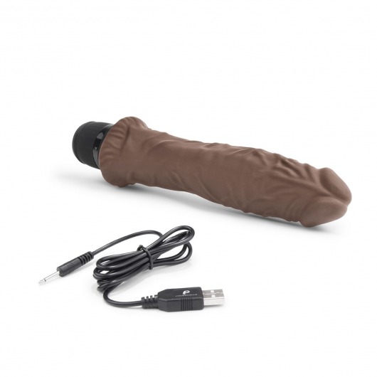 Коричневый вибратор-реалистик 8  Girthy Realistic Vibrator - 24,5 см. - PowerCocks