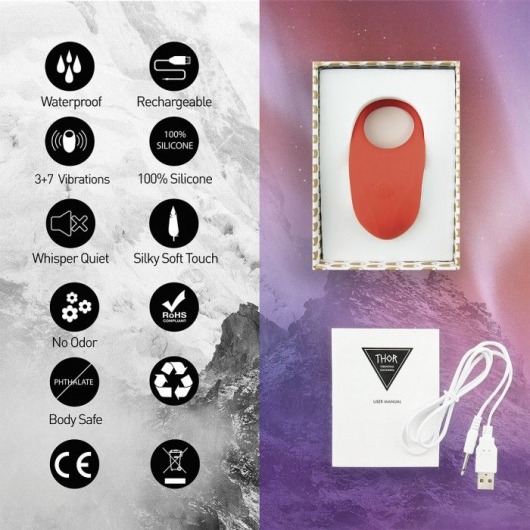 Красное кольцо с вибрацией Thor Cockring - FeelzToys - в Первоуральске купить с доставкой