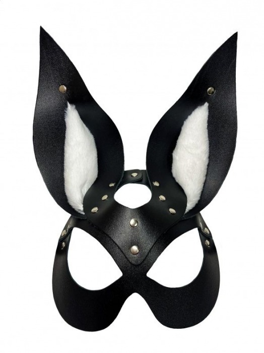 Черная маска зайки с белым мехом на ушках Miss Bunny - БДСМ Арсенал - купить с доставкой в Первоуральске