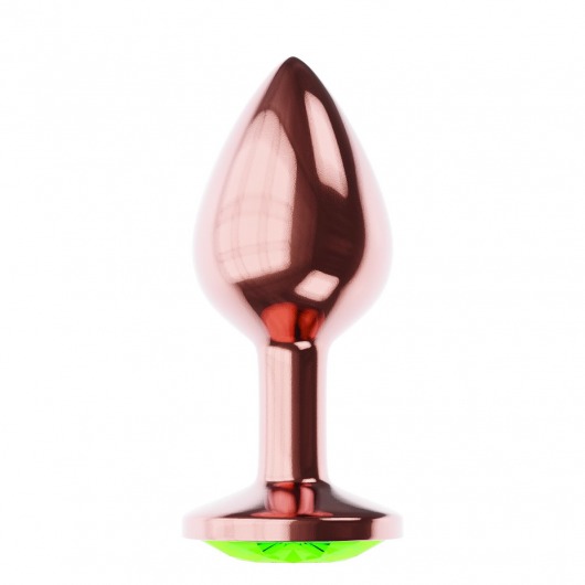 Пробка цвета розового золота с лаймовым кристаллом Diamond Emerald Shine S - 7,2 см. - Lola Games - купить с доставкой в Первоуральске