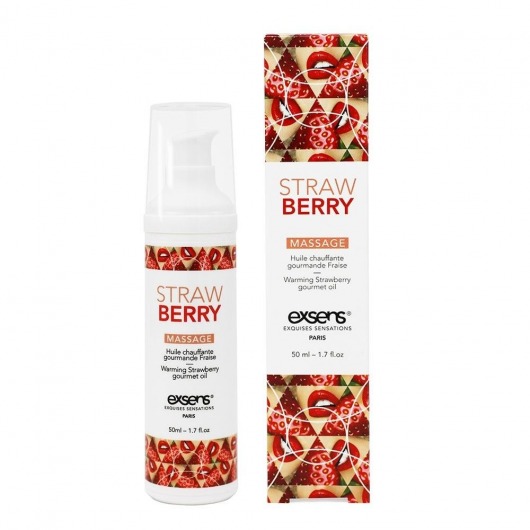 Разогревающее массажное масло  с ароматом клубники Gourmet Strawberry - 50 мл. - Exsens - купить с доставкой в Первоуральске
