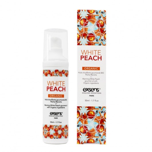 Разогревающее массажное масло Gourmet White Peach Organic с органическими ингредиентами - 50 мл. - Exsens - купить с доставкой в Первоуральске