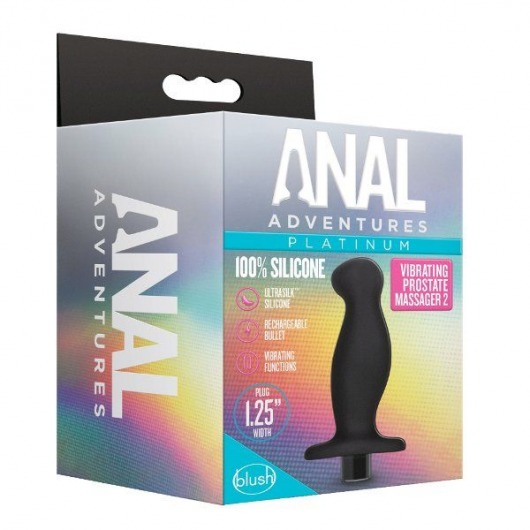 Черный анальный вибромассажёр Silicone Vibrating Prostate Massager 02 - 10,8 см. - Blush Novelties - в Первоуральске купить с доставкой