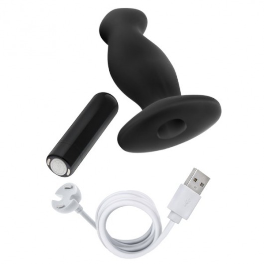 Черный анальный вибромассажёр Silicone Vibrating Prostate Massager 02 - 10,8 см. - Blush Novelties - в Первоуральске купить с доставкой