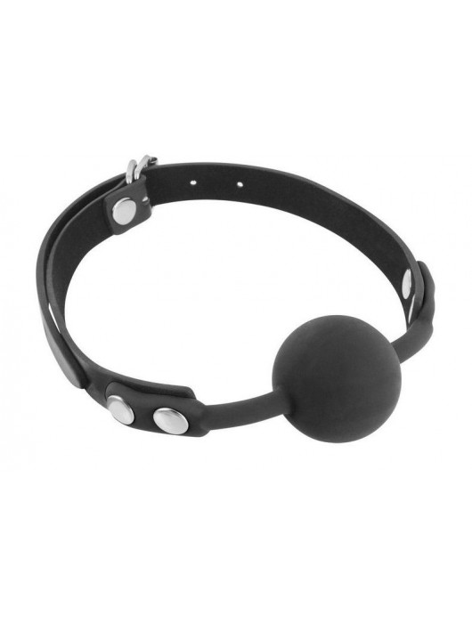 Черный силиконовый кляп-шарик на ремешках - Fetish Tentation - купить с доставкой в Первоуральске