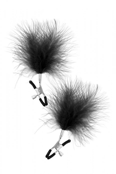 Зажимы на соски с черными пуховыми кисточками Sweet Caress Feather Nipple Clumps - Sweet Caress - купить с доставкой в Первоуральске