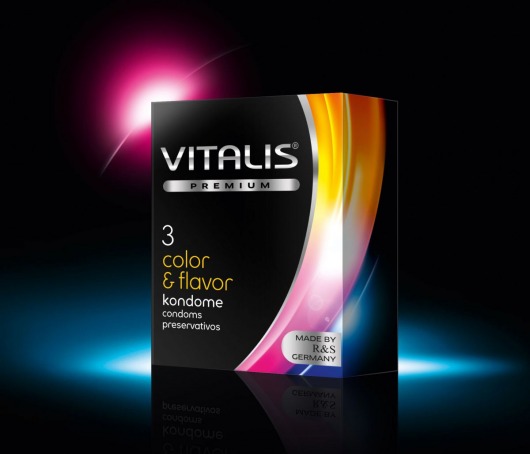 Цветные ароматизированные презервативы VITALIS PREMIUM color   flavor - 3 шт. - Vitalis - купить с доставкой в Первоуральске